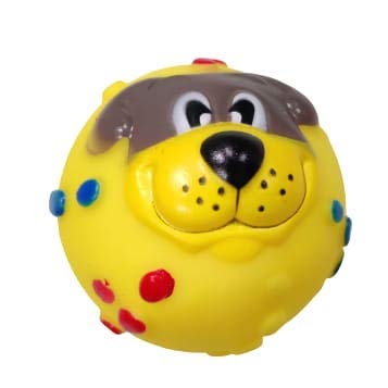 Pet Guard Squeaky Puppy Face Ball Rubber Toy For Dog 1 Pcs Color May Very