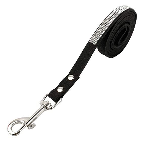 Jwpc Bling Rhinestone Dog Leash - 4 Ft Long & 5/8' Wide - Dog Leash For Medium Small Dogs/Cats Training Walking And Running,Black