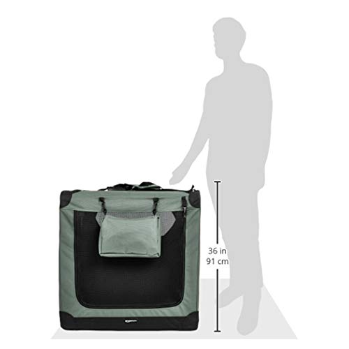 Amazon Basics Folding Portable Soft Pet Dog Crate Carrier Kennel, 42 X 31 X 31 Inches, Grey