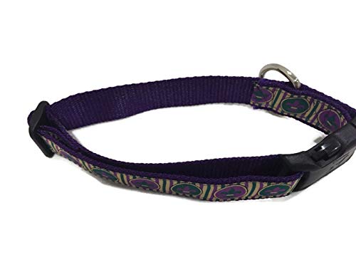 Spring Dog Collar, Caninedesign, Valentine, St Patricks Day, Easter, 1 Inch Wide, Adjustable, Nylon, Medium And Large (Mardi Gra