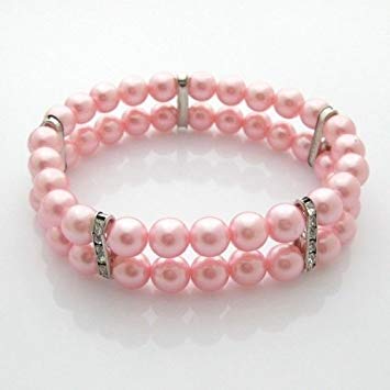 Petfavorites 2 Row Pearl Dog Necklace Collar For Pets, Bling Cat Wedding Collar, Rhinestone Pet Jewelry For Small Dogs, Teacup Chihuahua Yorkie Clothes Outfits Accessories (Pink, 9-Inch)