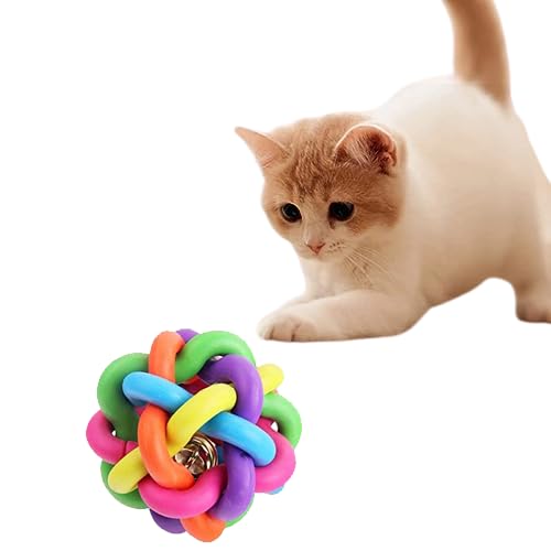Rvpaws Cat & Kitten Toy Interactive Bell Ball Toy Hollow Out Round Ball Pet Colorful Playing Toys Pack Of 2 (Color May Vary)