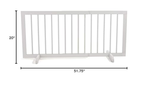 Cardinal Gates SG Wood Step Over Pet Gate - Adjustable Short Dog Gate - 20 Inches Tall - 28 Inches to 51 Inches Wide - White