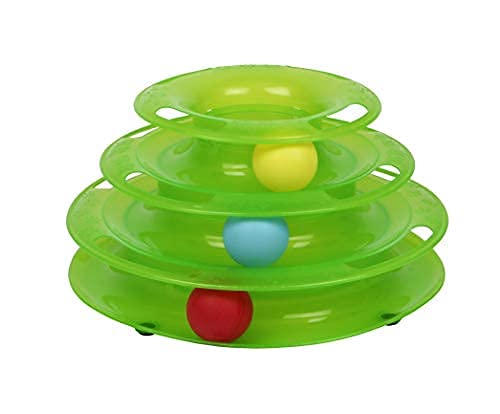 Psk Pet Mart Interactive 3 Layers Tower Of Tracks Plastic Game Toy With Colorful Balls Toys For Cats And Kittens (Color May Vary