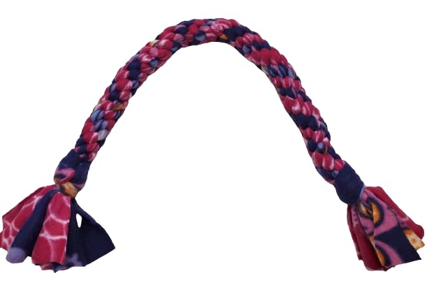 Dog Puppy Tug Pull Toy Rope Play Durable Interactive Entertaining Heavy Duty Fleece Round Square Braid (Pink Purple)