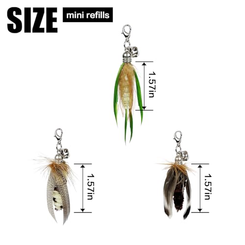 Ttcat Cat Feather Toys, 3 Pcs Mini Insects Refills, Cat Toys Replacement Feathers For Cat Kitten Wand