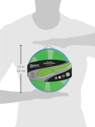 Chuckit! Max Glow Paraflight Flying Disc Dog Toy - Water Floating Flyer - Durable Nylon Construction With Soft Rubber Edges - For Medium And Large Dogs - Size Large - 9.75' L X 9.75' W - Pack Of 1