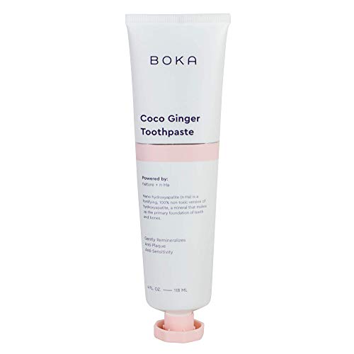 Boka Natural Toothpaste, Fluoride Free - Coco Ginger, 4Oz, Pack Of 1 - Made In Usa - Remineralizing, Sensitive Teeth,  Whitening