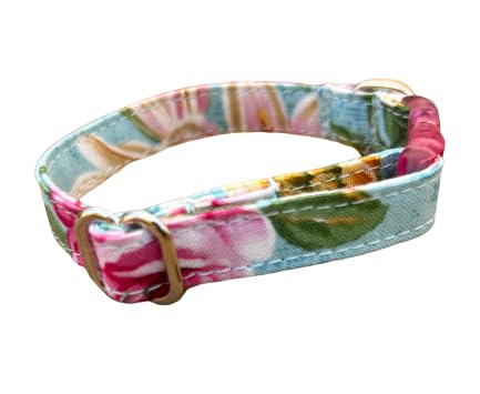 Teeny Tiny Teacup Puppy Collar, 4.5-6.5 Inches For Very Small Puppies Xxxs (Turquoise Rose/Apple Blossom)
