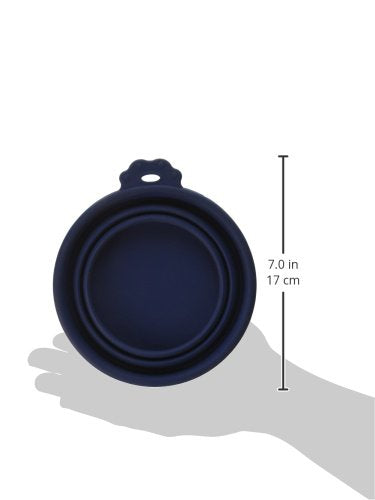 Petmate Petmate 23369 Silicone Round 3-Cup Travel Bowl for Pets, Navy Blue