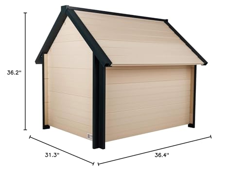 New Age Pet ECOFLEX Bunk Style Dog House, Large, Weatherproof and Easy to Clean, Elevated Floor for Ventilation, Quick Assembly,