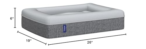 Casper Dog Bed, Plush Memory Foam, Small, Gray, 26.0'L X 19.0'W X 6.0'Th