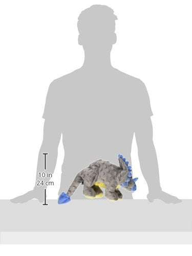 Godog Dinos Frills Squeaky Plush Dog Toy, Chew Guard Technology - Gray, Large
