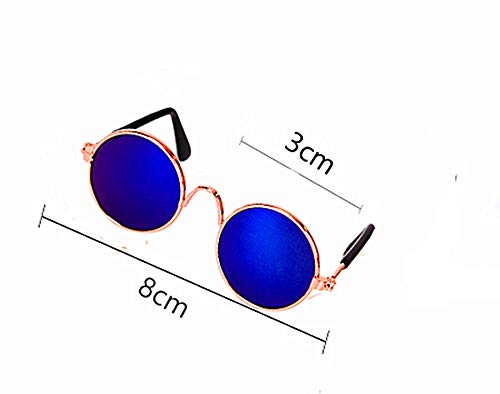 Dplus Cool Stylish And Funny Cute Pet Sunglasses - Glasses Set Of 5 - Classic Retro Circular Metal Prince Sunglasses For Cat,Chihuahua Or Small Dogs (With Tie)