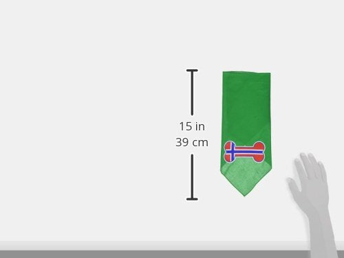 Pet and Dog Bandana Screen Printed, &quot;Bone Shaped Norway Flag&quot; Emerald Green Small