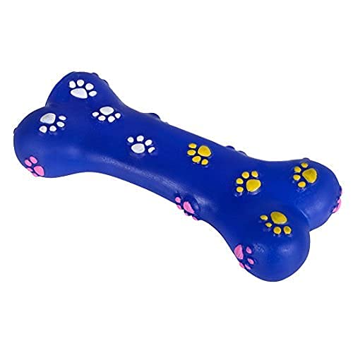 Rvpaws Interactive NonToxic Natural Squeaky Rubber Dental Chew Biting Teething Bone Toy For Dog & Puppies (Flavored Bone) (Colo