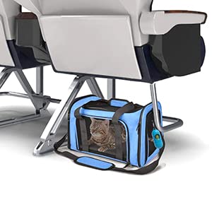 Rosebb Cat Carrier Dog Carrier Pet Carrier Cat Bags For Small Medium Cats Dogs Puppies Of 15 Lbs,Of Airline Approved Small Dog Bag Soft Sided,Collapsible Travel Puppy Carrier (Large, Blue)
