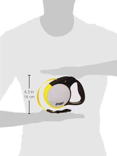 Doggo Reflective Retractable Dog Leash, 16' Long Reflective Belt, Large For Dogs Up To 110 Lbs., Neon Yellow With Reflective Accents