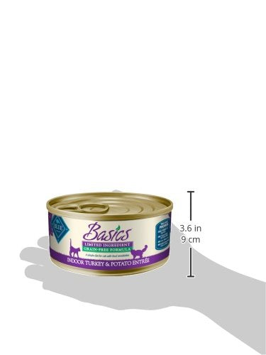 Blue Buffalo Basics Grain-Free Adult Wet Cat Food, Skin & Stomach Care, Limited Ingredient Diet, Turkey Recipe, 5.5-oz Can, 24 C