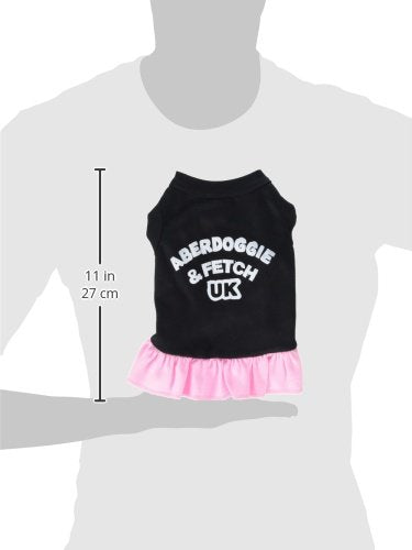 Dog Dress, Dog Dress, Screen Printed, &quot;Aberdoggie & Fetch UK&quot; Black W/Light Pink XS (0-3 lbs.)