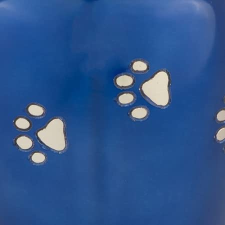 Blue With Silver Paw Prints Large Pet Cremation Urn For Ashes, Brass, Blue Pet Urn, Dog Urn, Cat Urn, Large Sized Pet Urn, 7 Inc