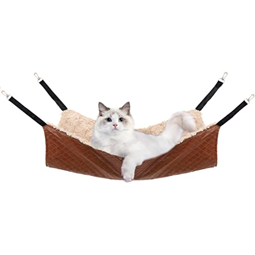 Joyelf Cat Hammock Bed, Large Reversible Pet Cage Hammock Hanging Soft Pet Bed For Kitten Ferret Puppy Or Small Pet