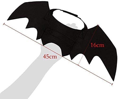Ismarten Bat Wings Costume, Small, Black Felt, For Dogs & Cats, Halloween Pet Apparel
