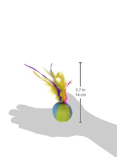 Smartykat (2 Count) Flutter Balls Feather Cat Toys - Multi Color, 2 Count