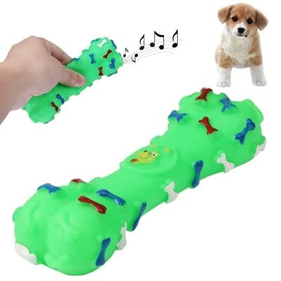 Psk Pet Mart Bone Printed Spike Chew Playing Rubber Toy, Non Toxic, Bone Shape Whistle For Dogs And Puppies (Pack Of 1)