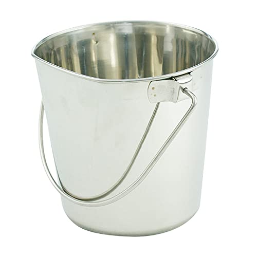 Indipets Heavy Duty Stainless Steel Flat Sided Pail With No Hooks - 2 Quart - Lays Flat Against Dog Kennel, Crate Or Fence