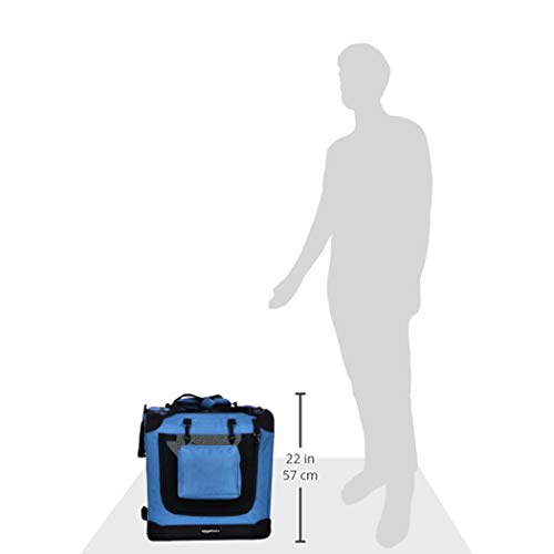 Amazon Basics Folding Portable Soft Pet Dog Crate Carrier Kennel, 26 X 18 X 18 Inches, Blue