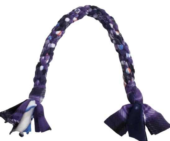 Dog Puppy Tug Pull Toy Rope Play Durable Interactive Entertaining Heavy Duty Fleece Square Braid (Purple)