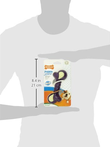 Nylabone Double Action Bone Puppy Chew Toy, Rubber Teething Toys For Puppies, Bacon Flavor, Small - Up To 25 Lbs, 1 Count