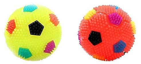 PSK PET MART LED Whistle Squeaky Squeaker Sound Ball Puppy Dog Cat Pet Chew Playing Rubber Ball Toy 2 Pieces (Set)