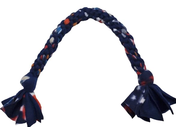 Dog Puppy Tug Pull Toy Rope Play Durable Interactive Entertaining Heavy Duty Fleece Square Braid by KNOTS SO FAST (Navy)