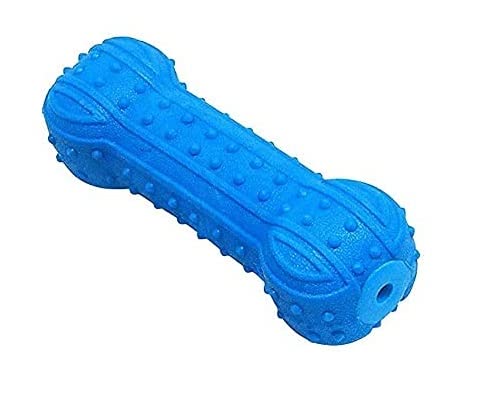 Woofy Flex Squeak Rubber Dog Chew Bone Toy  Durable Natural Rubber Dumbbell Toy For Dogs  Treat Dispensing, Floating Fetch Toy