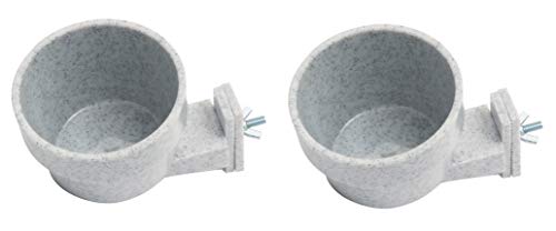 Lixit Quick Lock Cage Bowls for Small Animals and Birds. (10oz Pack of 2, Granite)
