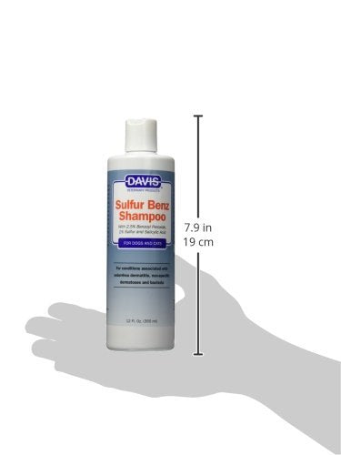 Davis Sulfur Benz Shampoo for Pets, 12 oz - White Formula for Skin Relief and Coat Health