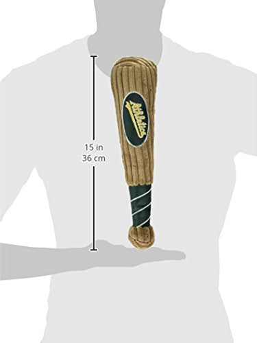Mlb Oakland Athletics Baseball Bat Toy For Dogs & Cats. Soft Corduroy Plush Dog Toy With Inner Squeaker, Mlb Chew Toys For Dogs