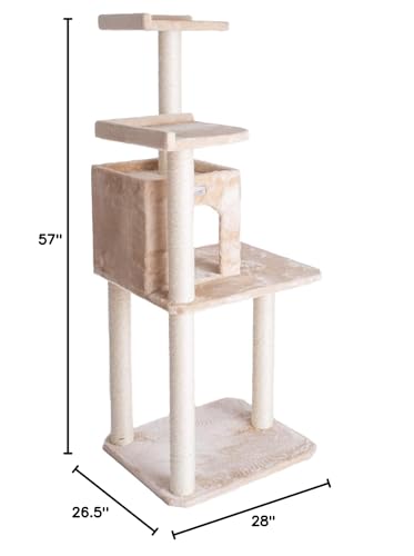 Gleepet GP78571021 Cat Tree,Real Wood House for Kitty Pets, Beige,14 D x 27 6 W x 57 H