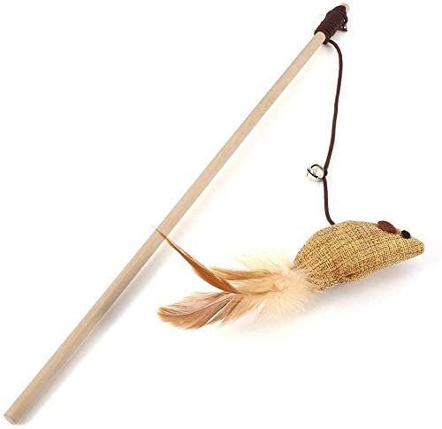 Kspups Non Toxic Catnip Feather Mouse Playing Wooden Stick With Rope Interactive Toys Ideal For Chewing And Playing Cats & Kitte