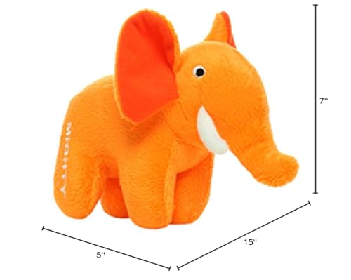 Mighty- Safari Junior Orange Elephant - Squeaker-Multiple Layers. Made Durable, Strong & Tough. Interactive Play Dog Toy (Tug, Toss & Fetch). Machine Washable & Floats