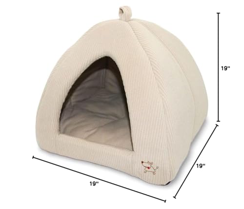 Pet Tent-Soft Bed for Dog and Cat by Best Pet Supplies - Beige Corduroy, 19 x 19 x H:19