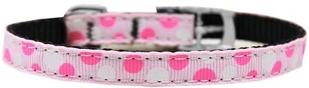Pet Dog & Cat Nylon Collar or Leash 3/8" wide, "Confetti Dots" Light Pink 3/8" w x 6 ft. leash