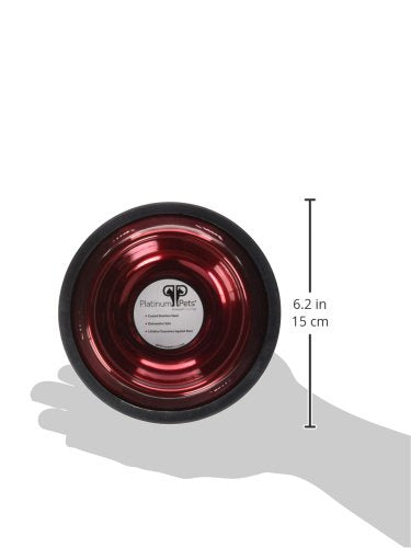 Platinum Pets Non-Tip Stainless Steel Dog Bowl, 6 Oz, Candy Apple Red