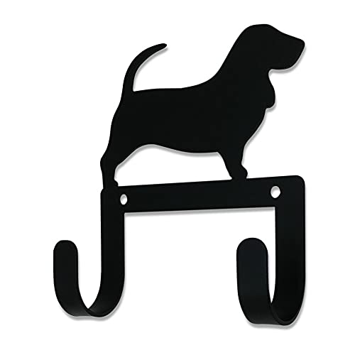 Village Wrought Iron Basset Hound Dog Leash & Collar Coat Hook