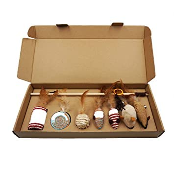 Dog Trust Cat Teaser Set For Cats Retractable Mice Cat Toys Rope Rattle Scratcher Mouse Teasers 7 Pieces Toy Set