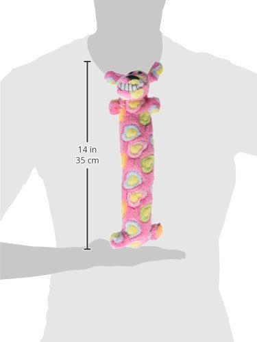 Loofa Dog Breast Cancer Research 12 Medium Plush Patterned Dog Toy with Squeaker by Multipet