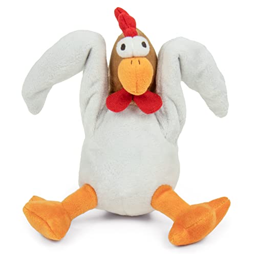 Godog Action Plush Chicken Animated Squeaky Dog Toy, Chew Guard Technology - White, One Size