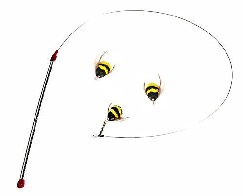 Go Cat Da Bee Teaser Wand And Two Extra Bee Attachments From The Maker Of Da Bird And Cat Catcher - Value Pack